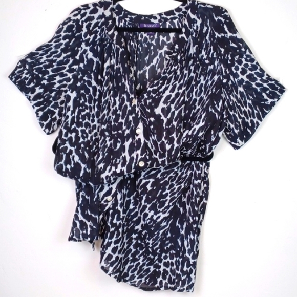 ♥️BUNDLE ONLY ♥️ROMAN'S  BLACK & TAN CHEETAH BUTTON DOWN SHIRT DRESS SZ 12 - Picture 10 of 10